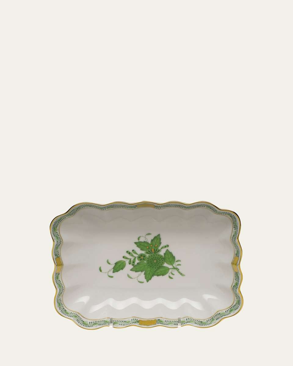 Chinese Bouquet Oblong Dish - Green
